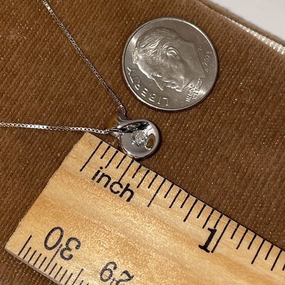 Solid Stamped 14K White Gold Natural Round Diamond Solitaire Pendant Necklace - Picture 11 of 14